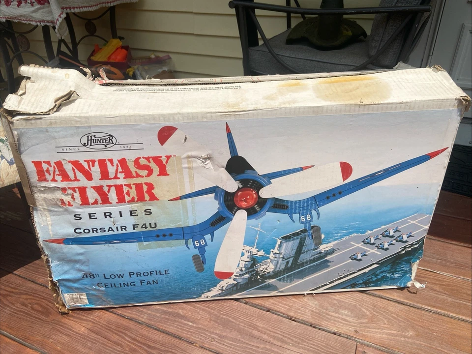 Corsair F4U Series 48" Ceiling Fan Hunter Fantasy Flyer 3 Blade WW2 Fighter - Image 1 of 4