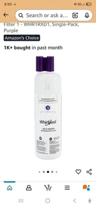 Whirlpool Refrigerator Ice and Water Filter 1 - WHR1RXD1, Single-Pack, Purple - Picture 1 of 3