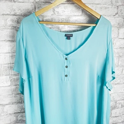 Túnica Torrid Popover Top Tamanho 3 3x Azul Aqua Decote V Hi-Lo Leve - Imagem 1 de 4