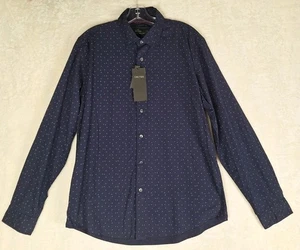 Cactus Shirt Mens L Blue Polka Dot Slim Fit Button Up Cotton Floral Geometric - Picture 1 of 9