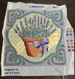 Vorgearbeitete Nadelspitze Leinwand Lavendel Mo 970 Blumentopf Julia A'Court 13,75 Zoll - Bild 1 von 7