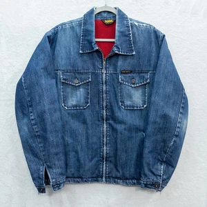 Hard Yakka Denim Fleece Lined Work Jacket Distressed Vintage Made Australia Sz L - Picture 1 of 6