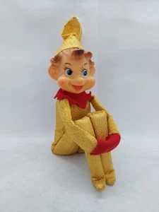 VTG CHRISTMAS RARE GOLD METALLIC RED FELT PIXIE KEEN HUGGER - Picture 1 of 11