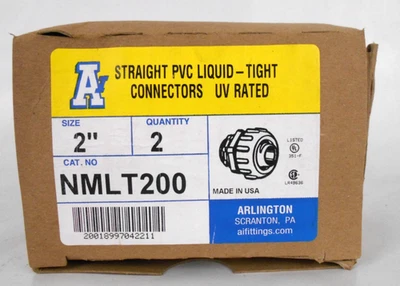 Box of 2 Arlington 2" NMLT200 Straight PVC Liquid-Tight connectors Brand NEW