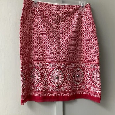 Falda Lápiz Elie Tahari Mujer Talla Pequeña Roja Blanca Cremallera Lateral Lentejuelas Línea Algodón Foto 1 de 4