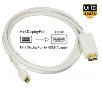 Mini Displayport to HDMI Adapter Cable 4K*2K UltraHD Cord 1.8M 3M Black White AU - Image 1 of 4