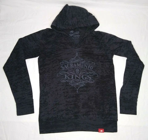 Sacramento Kings Gray & Black L/S Pullover Hoodie Womens M Medium Sportiqe NBA Cover