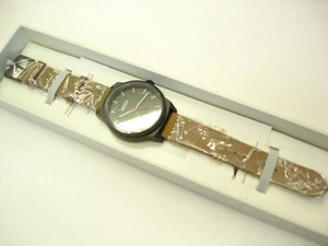 Mens BREDA Inspire Watch Beautiful Black with Brown band Slim sleek NEW 8184a - Picture 1 of 10