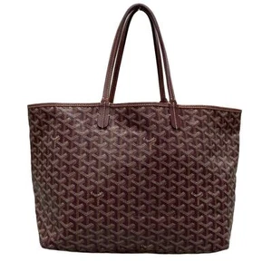 Auth GOYARD Saint Louis PM Bordeaux Coated Canvas Leather Tote Bag - Picture 1 of 20