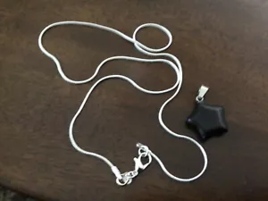 Estrella de piedra de obsidiana con cadena de 20"" marcada 0,925 envío gratuito - Imagen 1 de 1