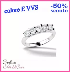 ANELLO RIVIERA VERETTA IN ORO BIANCO CON DIAMANTI NATURALI E VVS 0.60 CARATI - Imagen 1 de 4