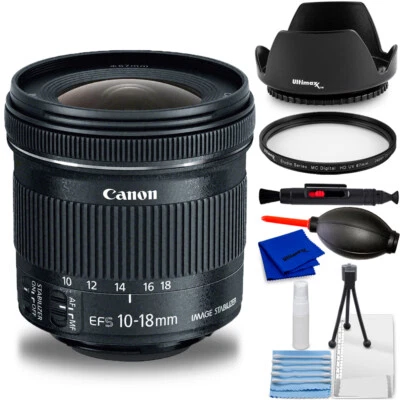 Lente Canon EF-S 10-18 mm f/4,5-5,6 IS STM - Paquete de accesorios de 7 piezas Foto 1 de 4