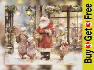 Christmas Cheer with Santa 5"x7" Print on Matte Paper | Enchanting Seasonal Gift - Picture 1 of 7