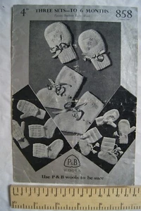 Vintage: P&B 858 three sets of mittens & bootees, Beehive Baby Wool, to 6 months - Picture 1 of 1
