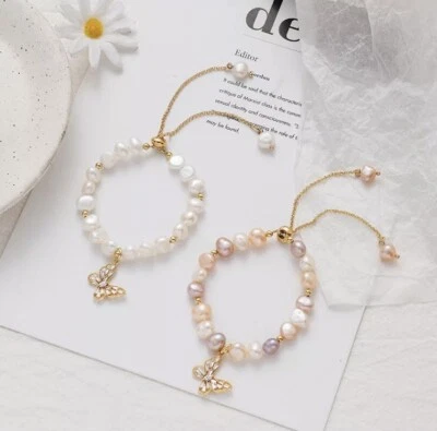 Pulsera de mariposa circón chapada en oro de 14 k  Foto 1 de 3