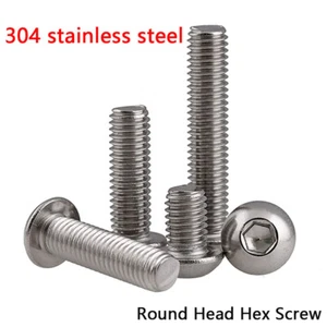 M3 M4 M5 Flat Head/Round Head Hex Screws 304 Stainless Steel 6-20mm Length - Picture 1 of 9