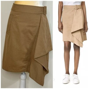 3.1 Phillip Lim Trench Skirt With Cascading Drape Size 2 Brown Belted - Picture 1 of 13