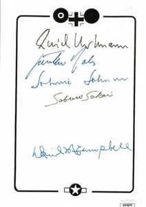 ASSE DES ZWEITEN WELTKRIEGS MEHRFACH SIGNIERTES EXLIBRIS JSA HARTMANN MCCAMPBELL SAKAI RALL JOHNSON - Bild 1 von 1
