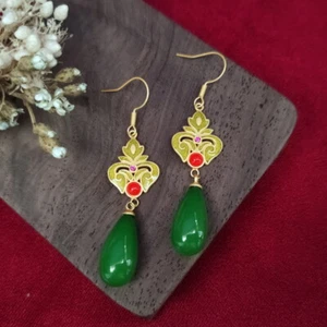 Pendientes Gota Agua Jade Verde Mujer Energía Plata 925 Joyería Natural - Imagen 1 de 5