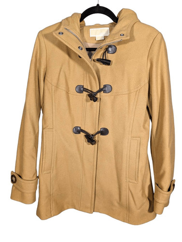 Cappotto con cappuccio Michael Kors donna marrone chiaro lana marrone a scatto cerniera donna Si
