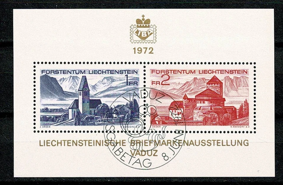 SE74 LIECHTENSTEIN 1972 MS International stamp ehibition - castles CTO no hinge - Image 1 of 1