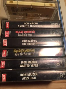 7 Rare Iron Maiden Cassette Singles Lot!! Excel Cond! W Rare Eddie Door Poster! - Picture 1 of 12
