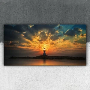 Leuchtturm im Sonnenuntergang 100x50 Canvas Bilder Leinwandbild Leinwand Groß - Bild 1 von 11