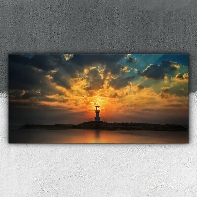 Leuchtturm im Sonnenuntergang 100x50 Canvas Bilder Leinwandbild Leinwand Groß - Bild 1 von 4