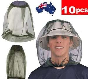 10Pcs Mosquito Insect Head Net Mesh Protector HAT Fly Bee Bug Outdoor Camping AU - Picture 1 of 6