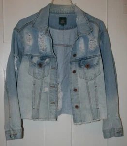 Wild Fable Distressed und Cropped Denim Jeansjacke Damen Größe Small - Bild 1 von 6
