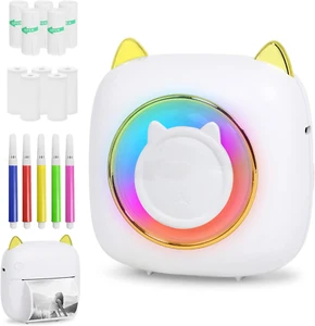 Bluetooth Mini Thermal Printer, Portable Inkless Label Printer with RGB Light, f - Picture 1 of 5
