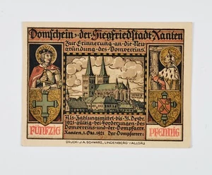 GERMANIA XANTEN Banconota 50 Pfennig Notgeld 1 Okt 1921 - Picture 1 of 2