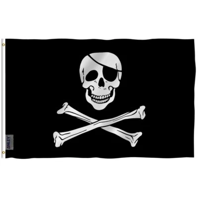 Bandera Anley Fly Breeze 3x5 pies Jolly Roger con parche banderas piratas poliéster Foto 1 de 4
