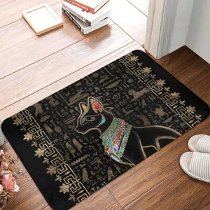 Ancient Egypt Non-slip Doormat Egyptian Cat Bastet Bath Bedroom Mat Carpet - Picture 1 of 13