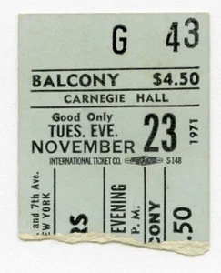 1971 THE DOORS Carnegie Hall New York Concert Ticket Stub - Picture 1 of 2