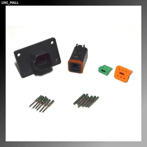 Deutsch DT 6-Pin Genuine Black Flange Connector Kit 14-16AWG Solid Contacts, USA - Imagen 1 de 2
