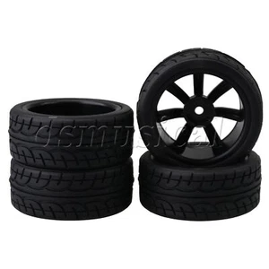 4 Stück RC1: 10 On Road Auto Gummireifen und 7-Speichen Felgen - Bild 1 von 8