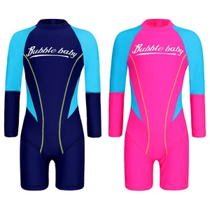 Kids Girls Boys Wetsuit Sports Beachwear Slim Fit Swimwear Long Sleeve Swimsuit - Picture 1 of 34