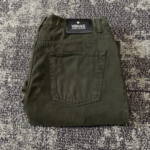 Pantalones de mezclilla Versace Couture para hombre verde oliva pierna recta talla 38 - Imagen 1 de 9