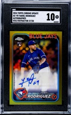 2024 Topps Chrome Update Autographs Yariel Rodriguez #AC-YR Gold Refractor /50 - Image 1 of 2
