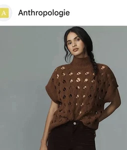 240 $ Anthropologie Stella Nova Pullover braun XS gehäkelt - Bild 1 von 9