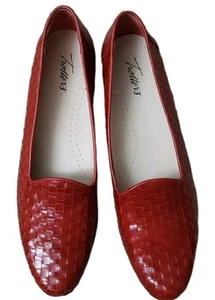 Trotters Liz Loafers Flats Womens Sz 11S Red Leather Weave Slip On Comfort Shoes - Picture 1 of 17