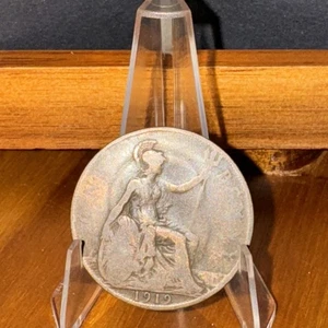 Gran Bretaña 1919 centavo grande/penny gran moneda anverso visto a través del reverso - Imagen 1 de 2