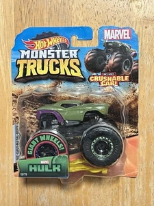 2020 Hot Wheels Monster Trucks Marvel Hulk 13/75 Includes Crushable Car New - Picture 1 of 6