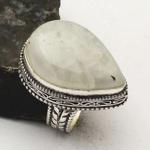 Rainbow Moonstone Gemstone Antique Design Ring Jewelry US Size-8.25 AR 62547 - Bild 1 von 1