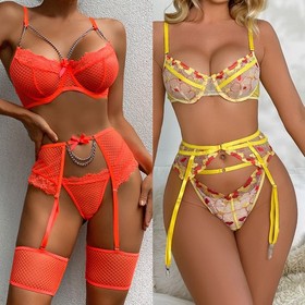 Sexy Lingerie Lace Dress Underwear w/Garter Belt Babydoll Nightwear Sleepwear US
