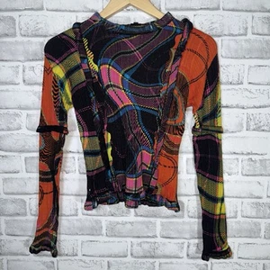 Desigual María Escoté Tartán Cuadros Acanalado Jersey Top Talla S - Imagen 1 de 5