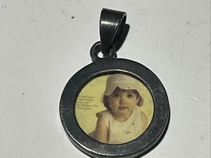 1950'S ANTIQUE Sterling Silver BABY GIRL Miniature Picture Frame Charm /PENDANT - Picture 1 of 4