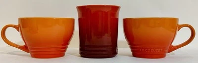 Le Creuset Set Of 3 Giant Cappuccino Flame Orange/Red Ombre Mug Cups 400 ml New - Image 1 of 4