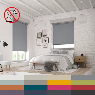 No Drill Blackout Roller Blinds Made To Measure 28mm Tube Premium - Image 1 of 2